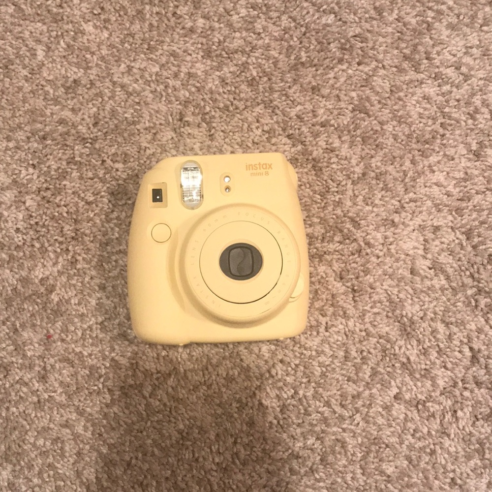 yellow fuji film instax mini 8 with case/carrier